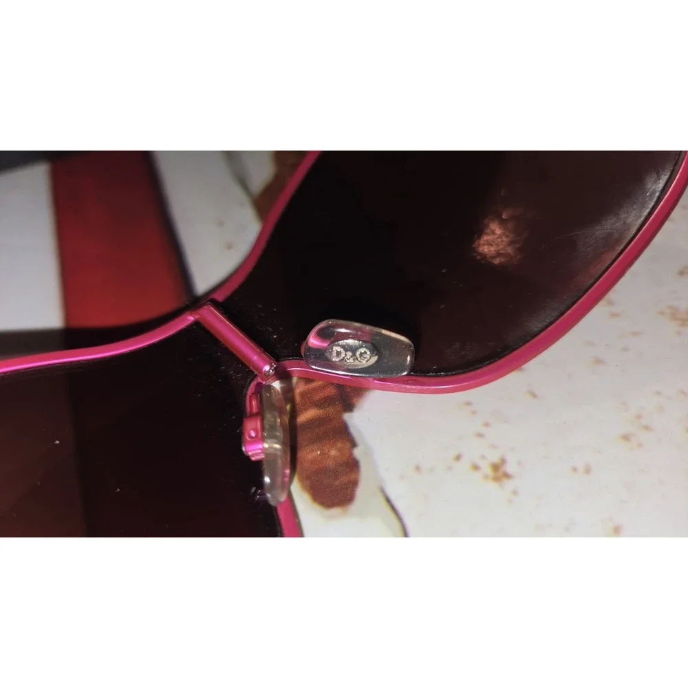 Vintage Dolce & Gabbana Shield Sunglasses, Rhinestone Logo, pink Frame Y2K